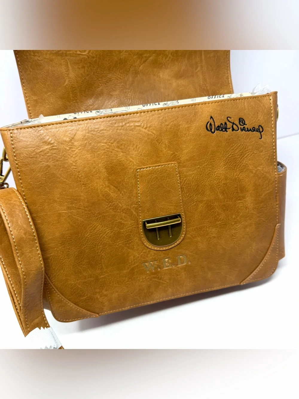 Walt’s Office Disney Company Store D23 2026 Vegan Leather Messenger Bag W.E.D.